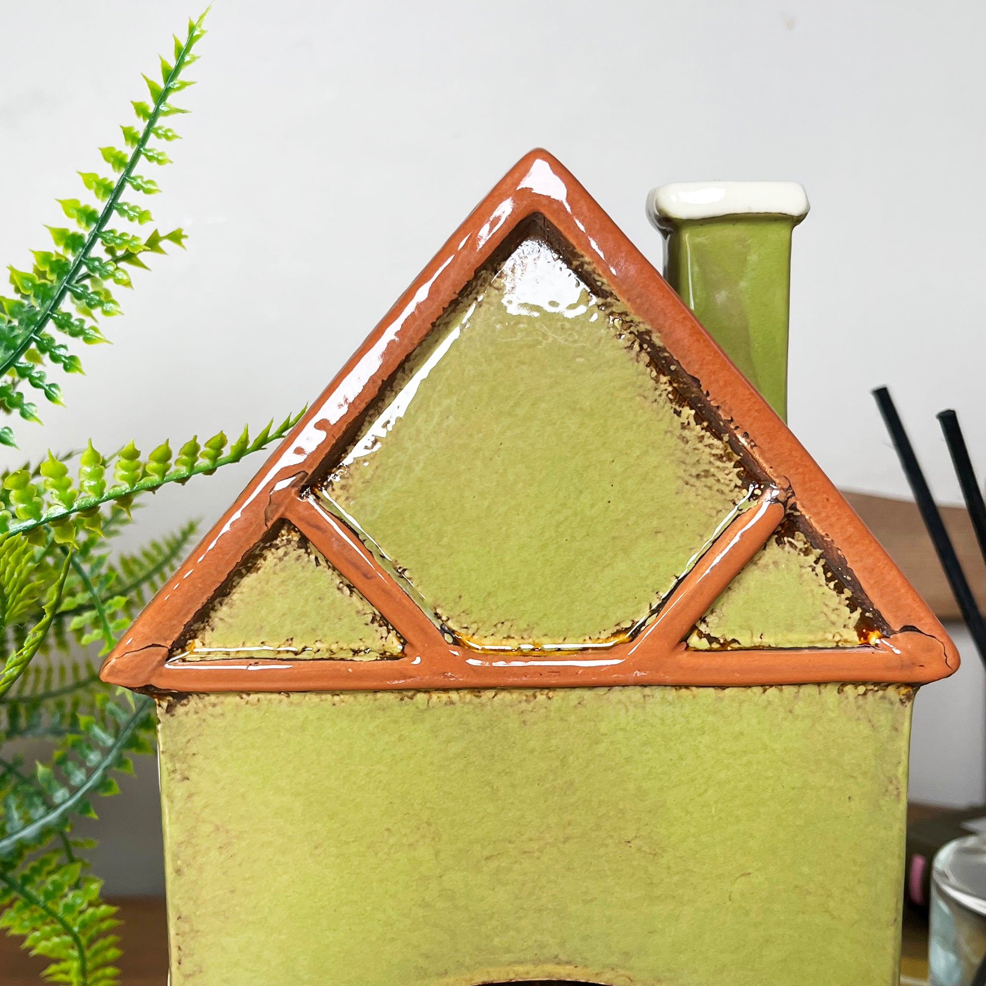 Green Clock Tower House Candle Holder