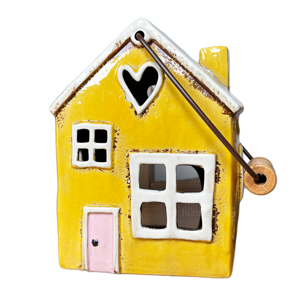 Ceramic Yellow House Hanging Lantern