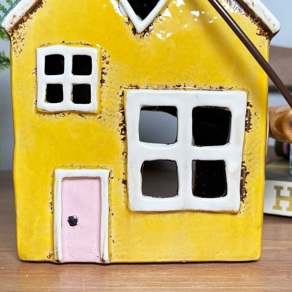 Ceramic Yellow House Hanging Lantern