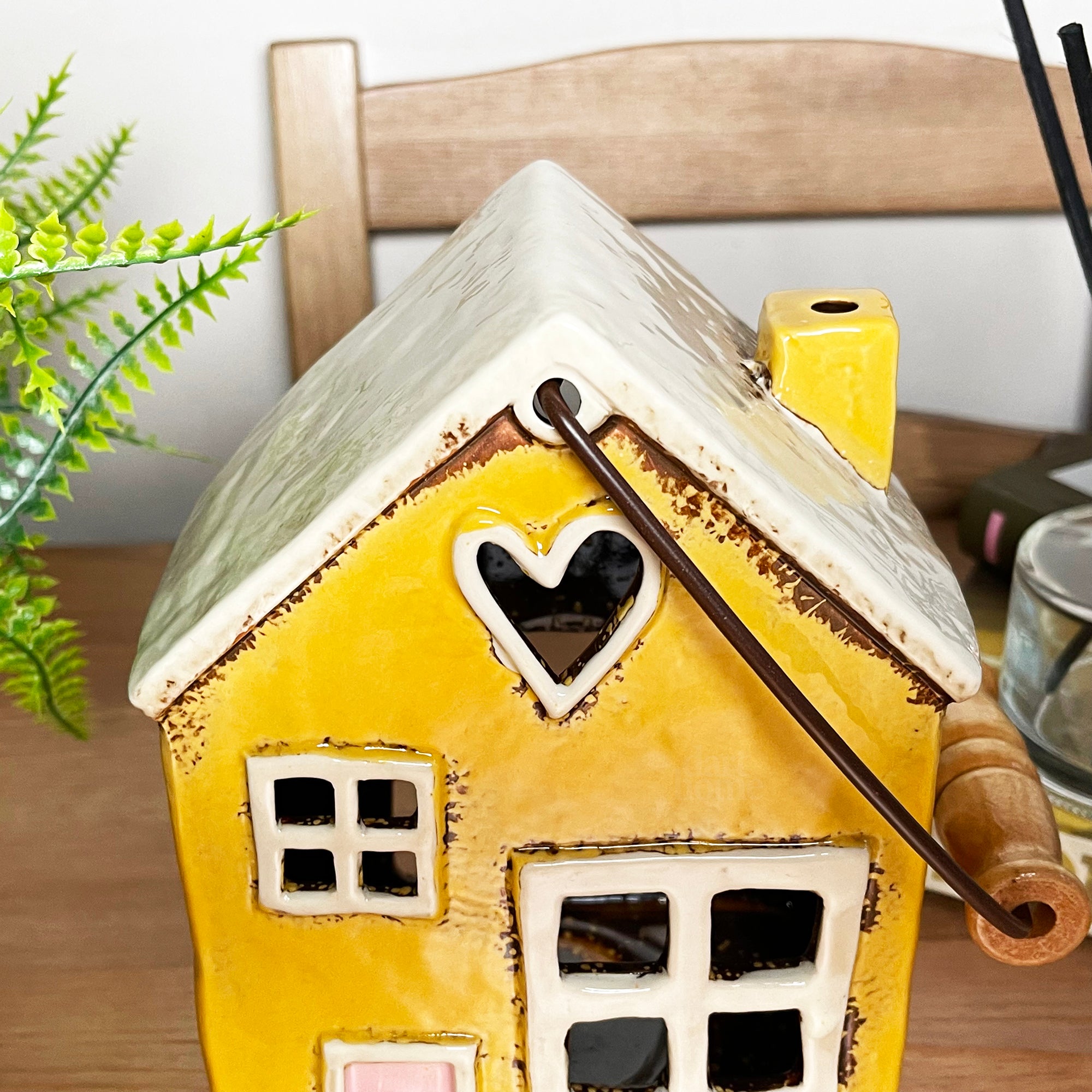 Ceramic Yellow House Hanging Lantern