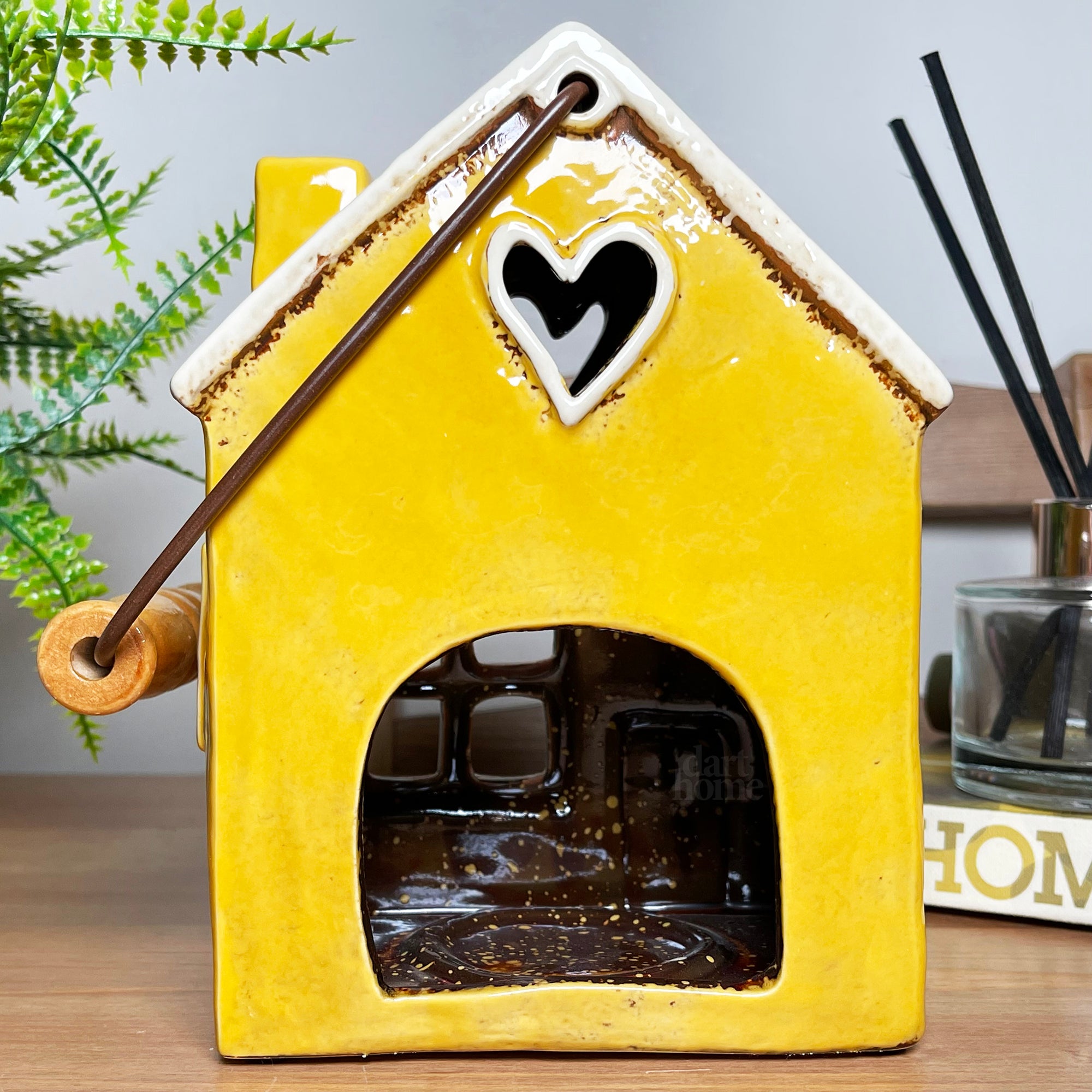 Ceramic Yellow House Hanging Lantern