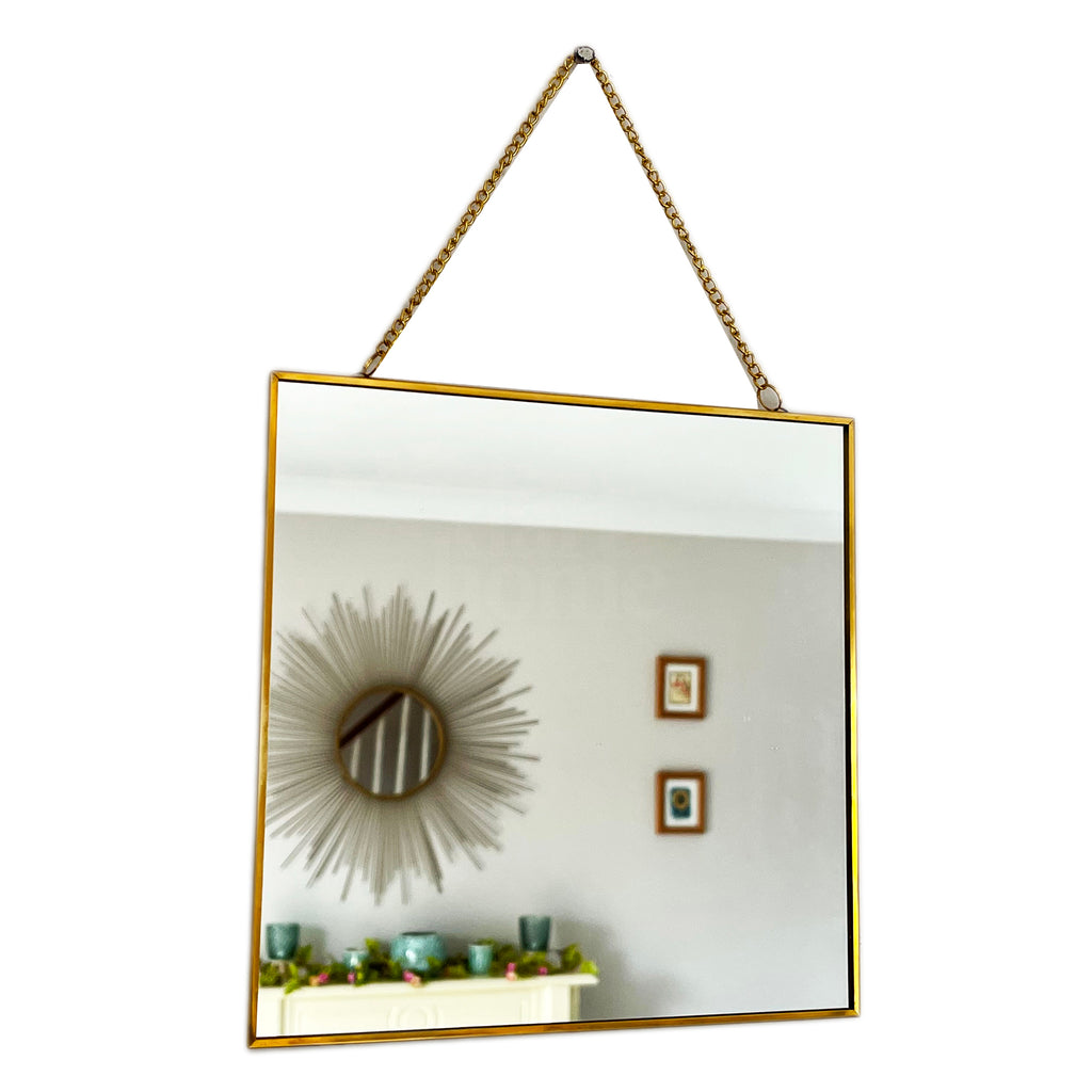 Goldfarbener quadratischer Hängespiegel 20 cm