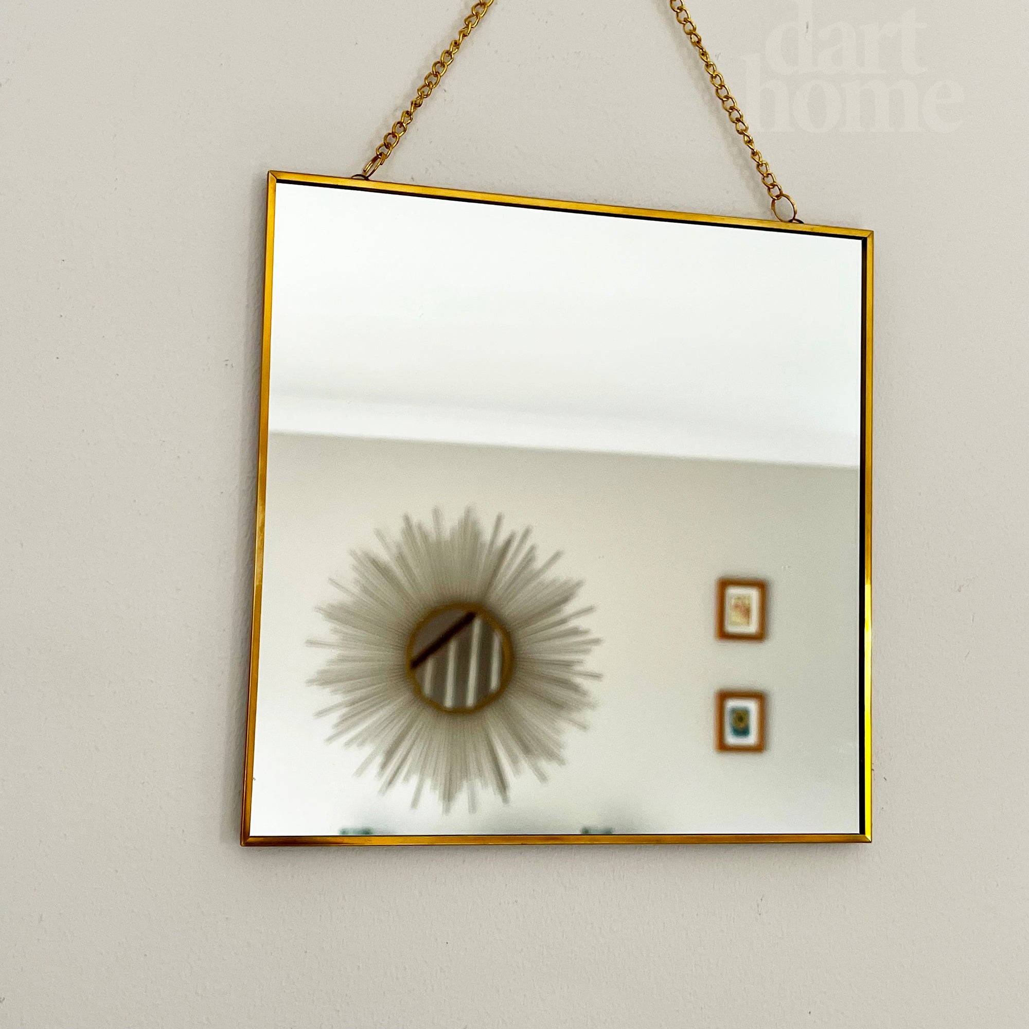 Goldfarbener quadratischer Hängespiegel 20 cm