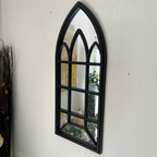 Black Gothic Arch Window Mirror 70cm