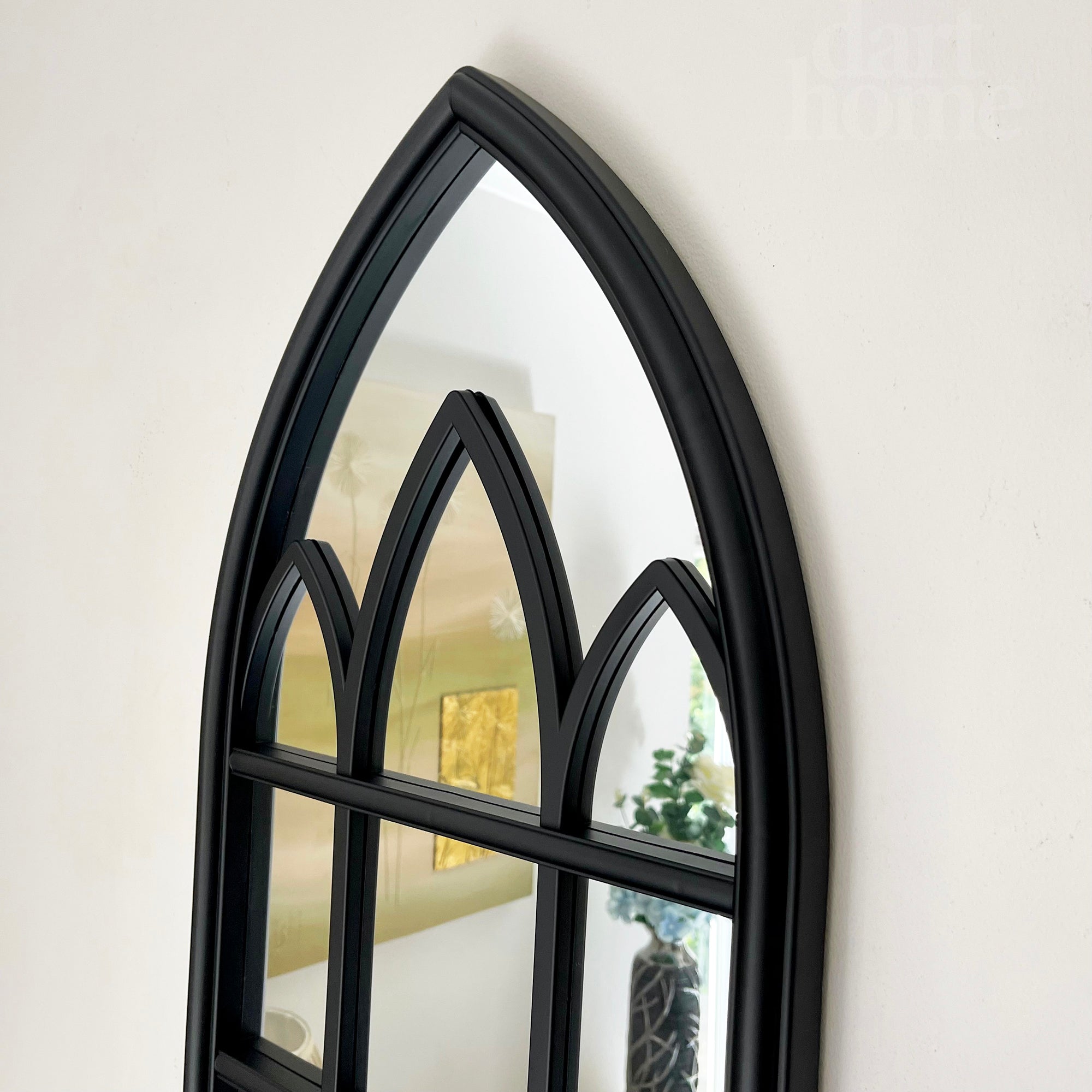 Black Gothic Arch Window Mirror 70cm