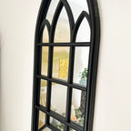 Black Gothic Arch Window Mirror 70cm