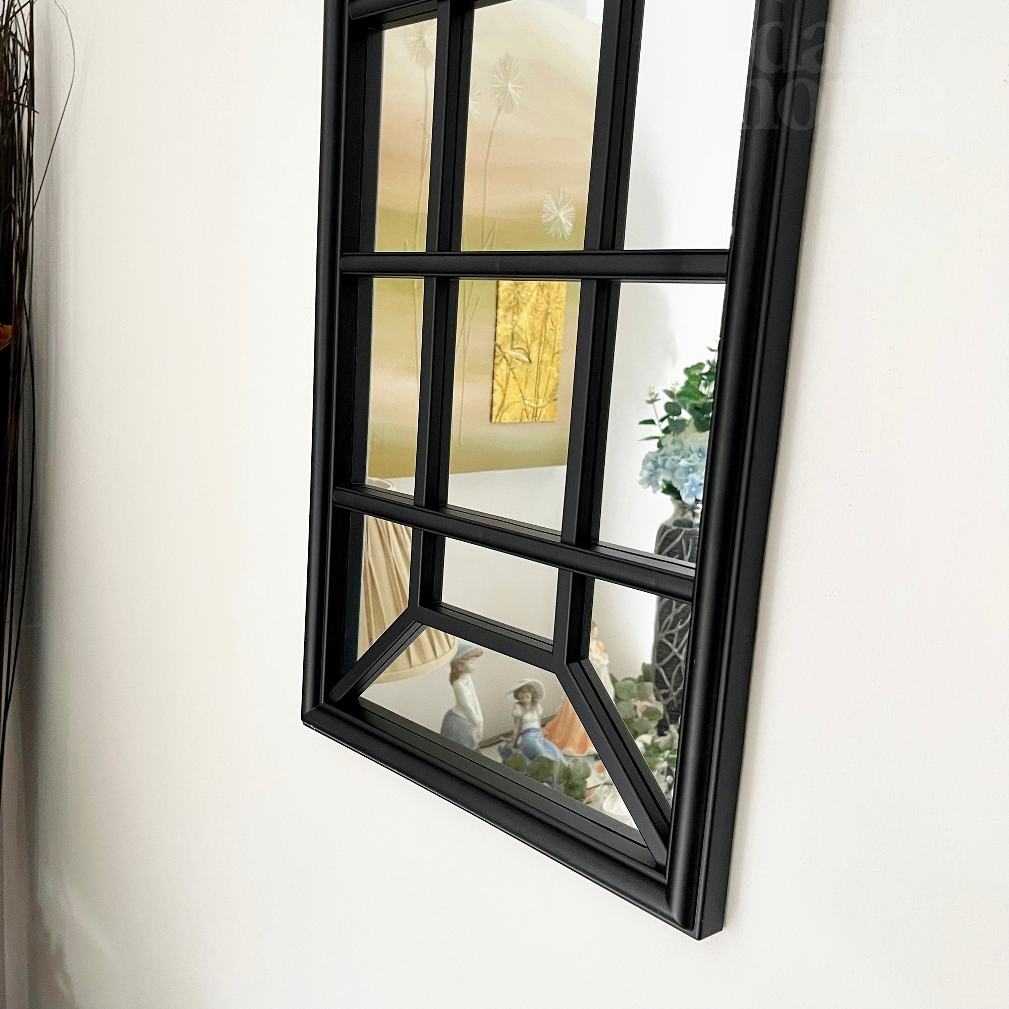 Black Gothic Arch Window Mirror 70cm