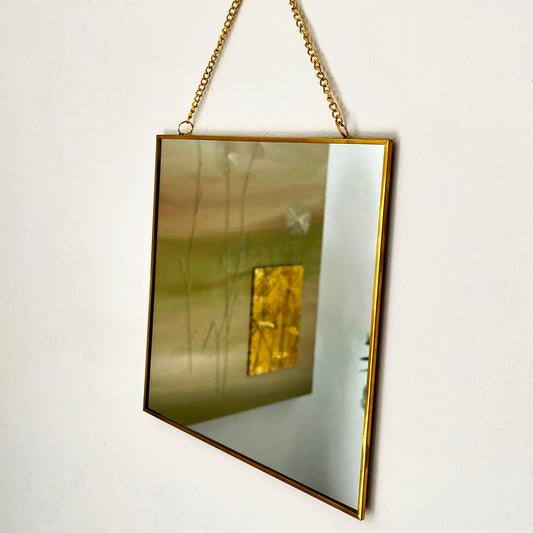 Gold Square Hanging Mirror 20cm