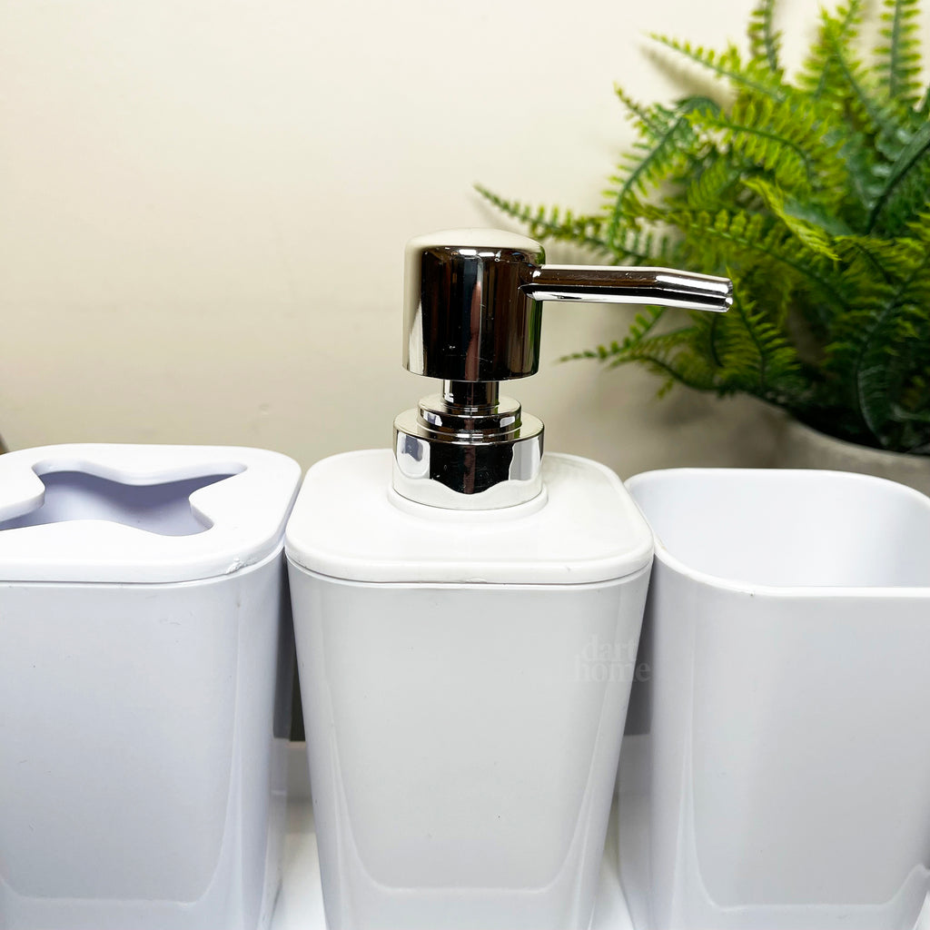 4pc Glossy White Bathroom Accessory Set