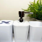 4pc Glossy White Bathroom Accessory Set