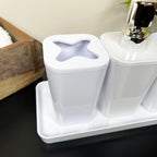 4pc Glossy White Bathroom Accessory Set