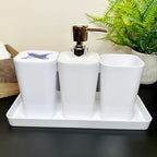 4pc Glossy White Bathroom Accessory Set