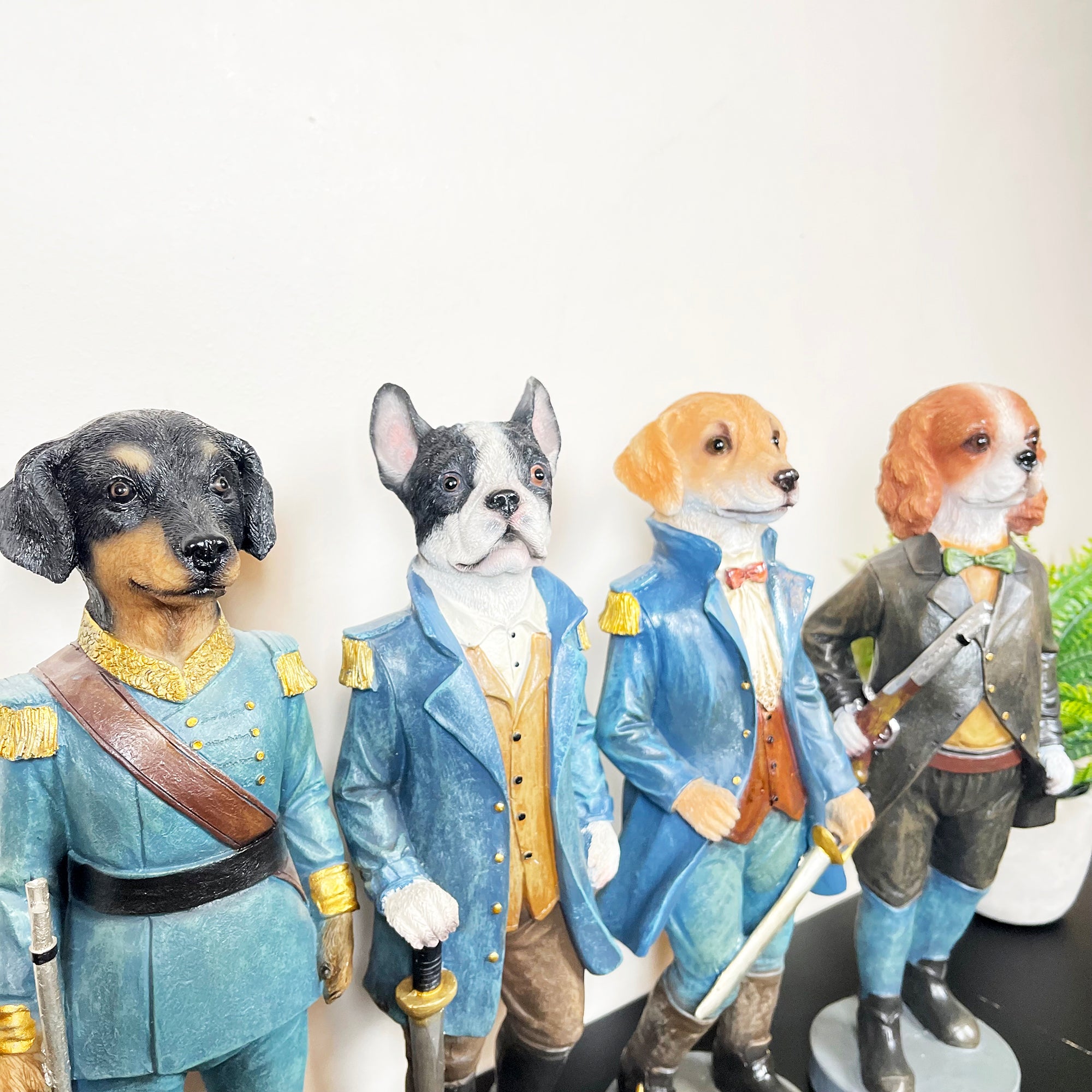 Set Of 4 Military Dog Sculptures