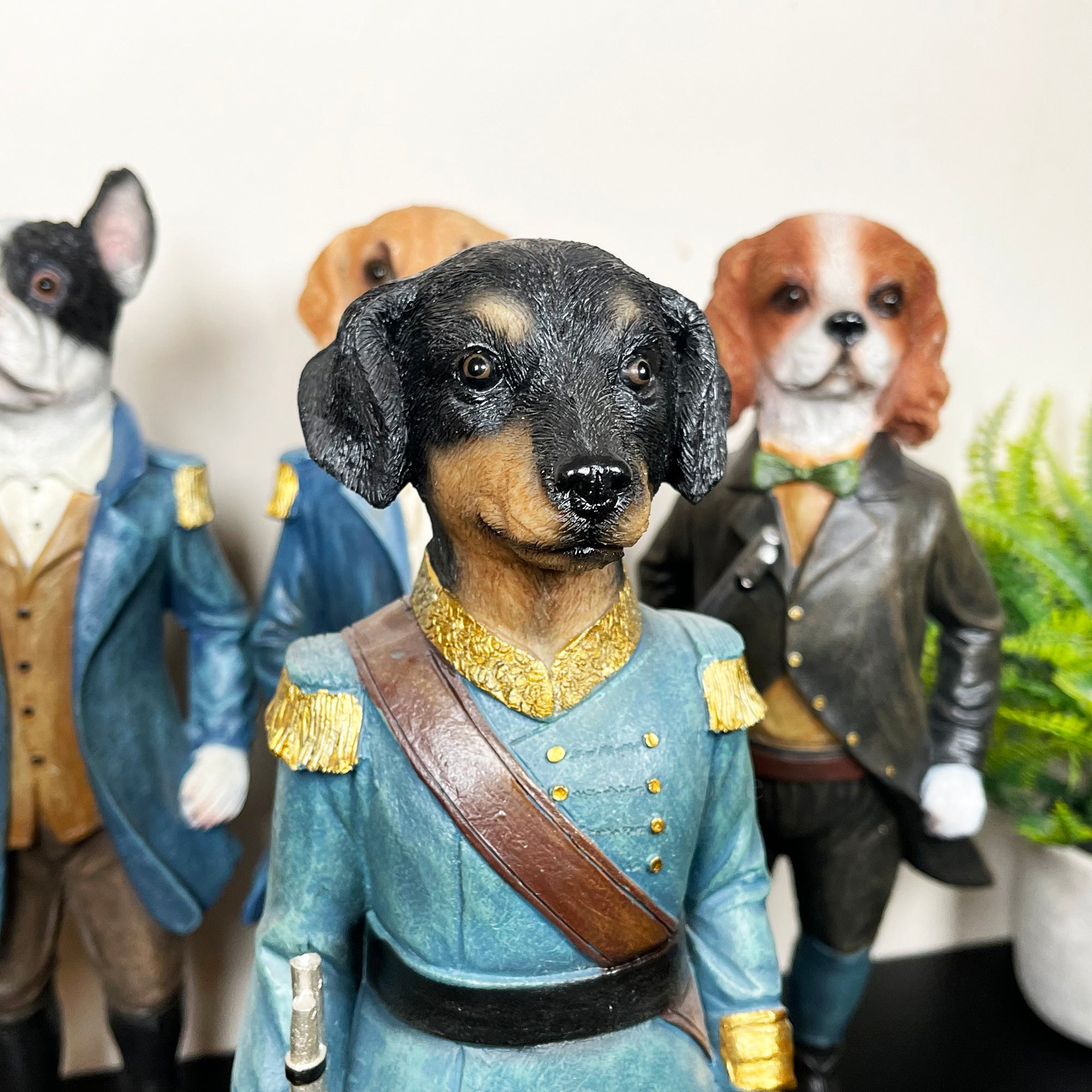 Set Of 4 Military Dog Sculptures