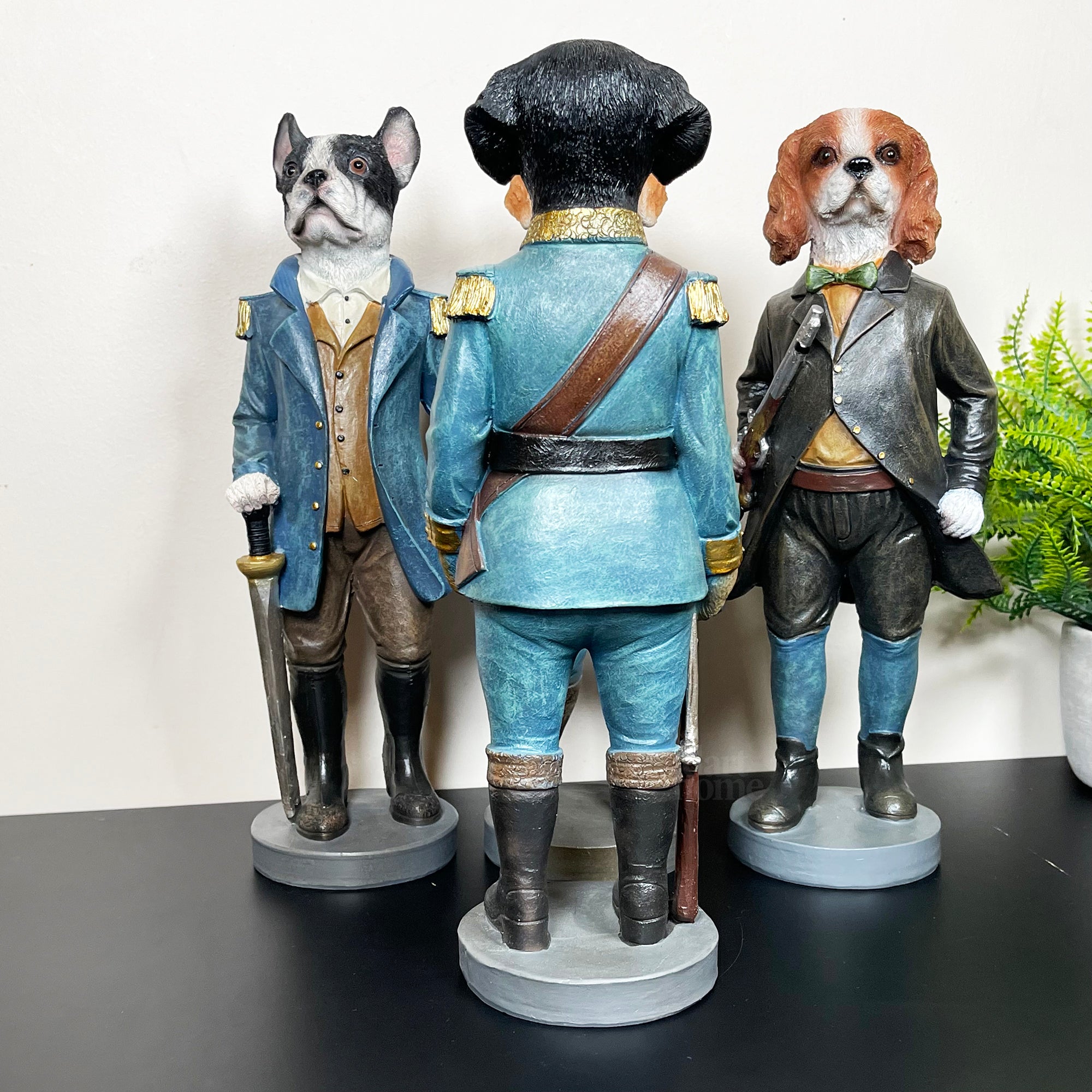 Set Of 4 Military Dog Sculptures