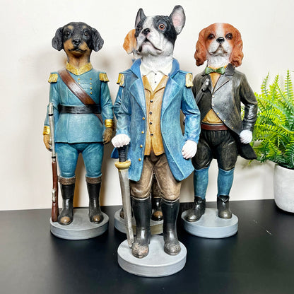 Set Of 4 Military Dog Sculptures