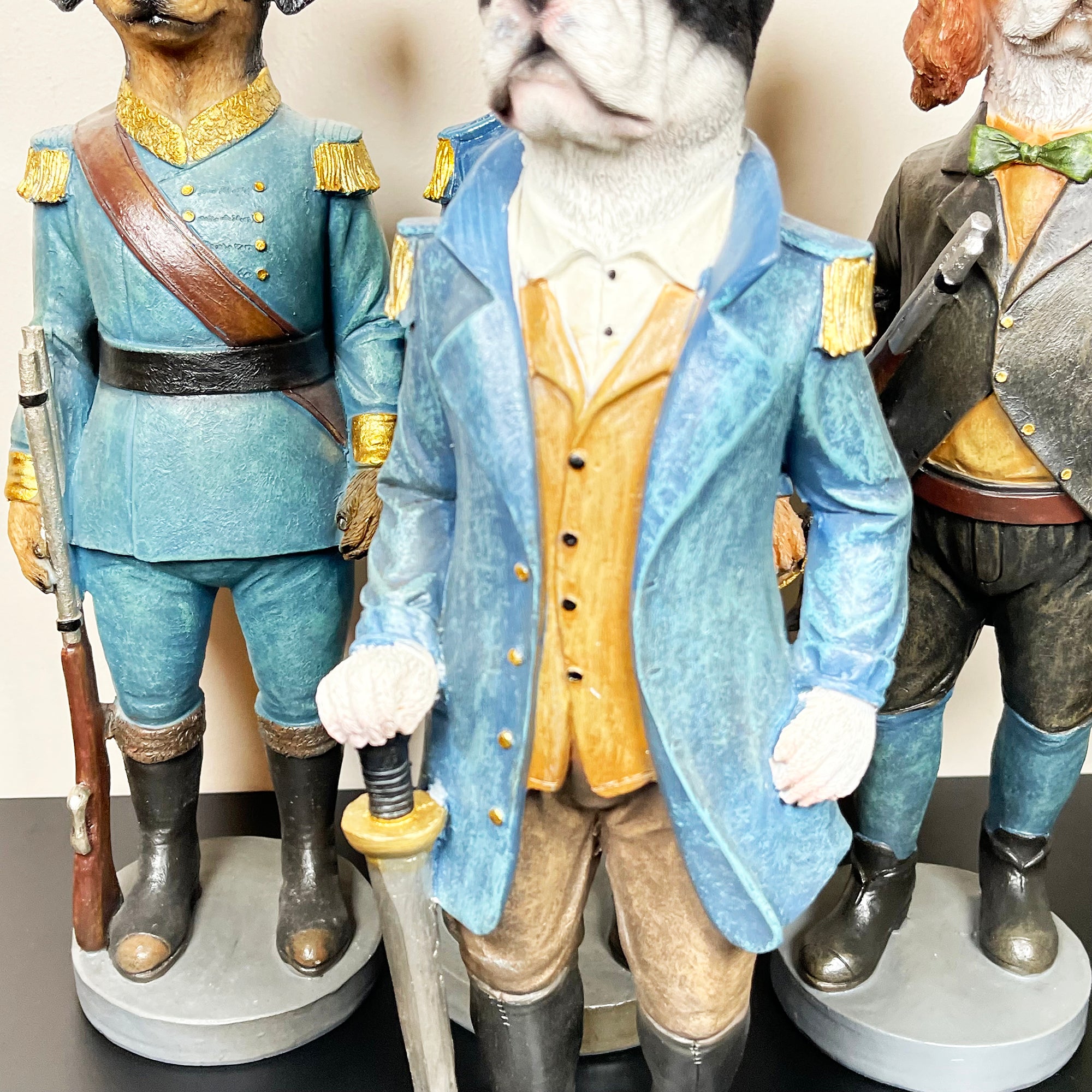 Set Of 4 Military Dog Sculptures