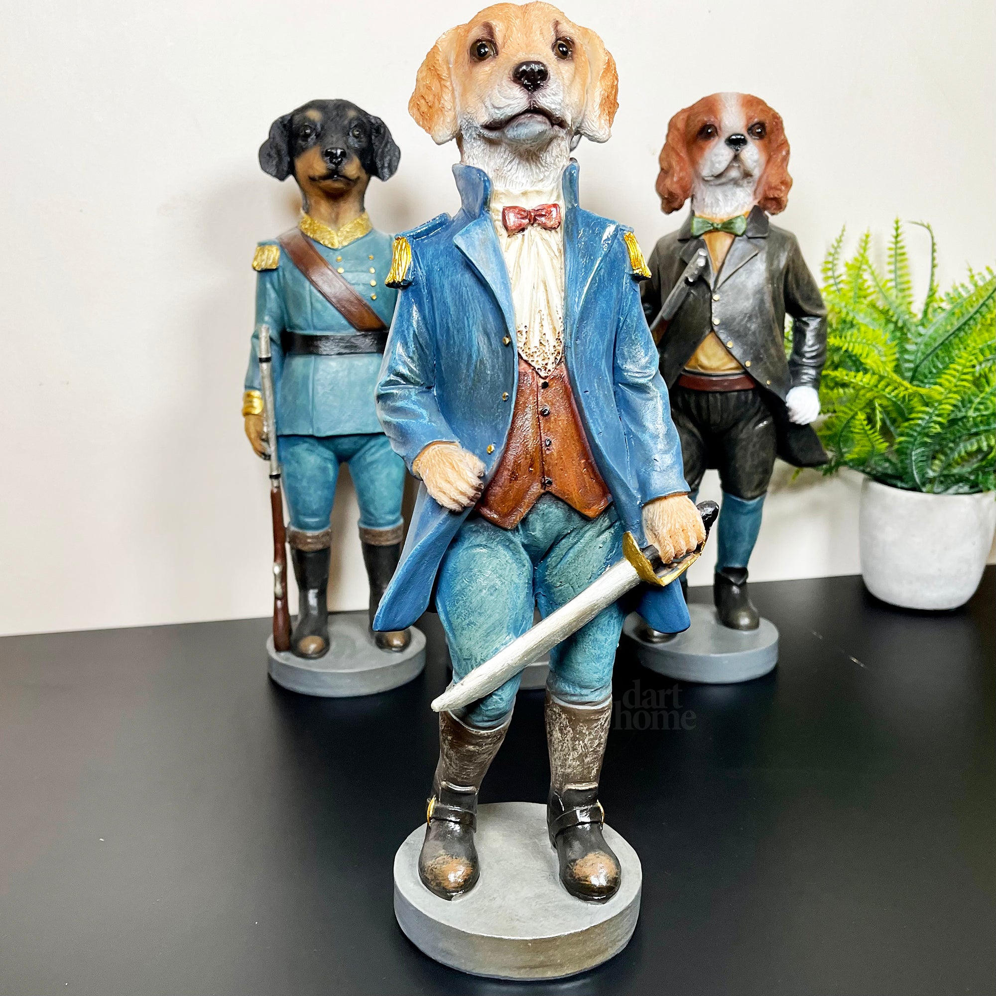 Set Of 4 Military Dog Sculptures