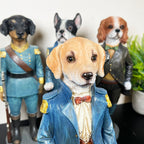 Set Of 4 Military Dog Sculptures
