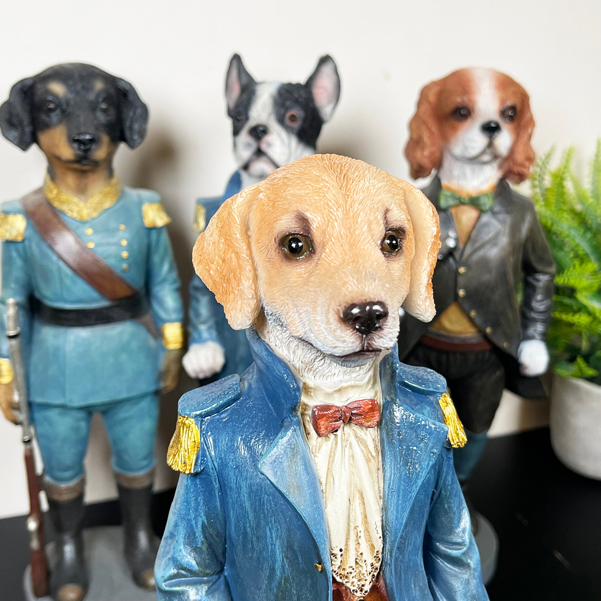 Set Of 4 Military Dog Sculptures