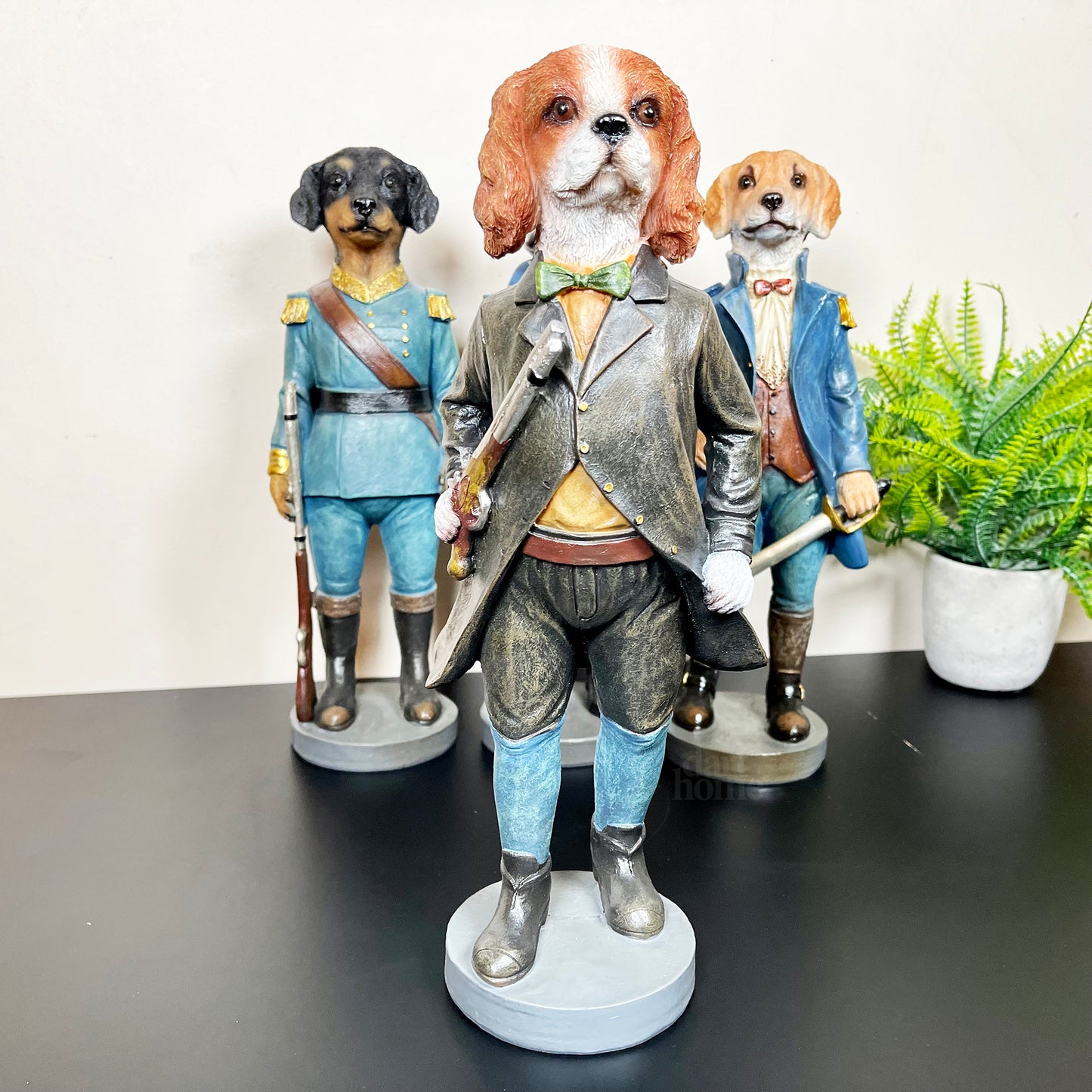 Set Of 4 Military Dog Sculptures