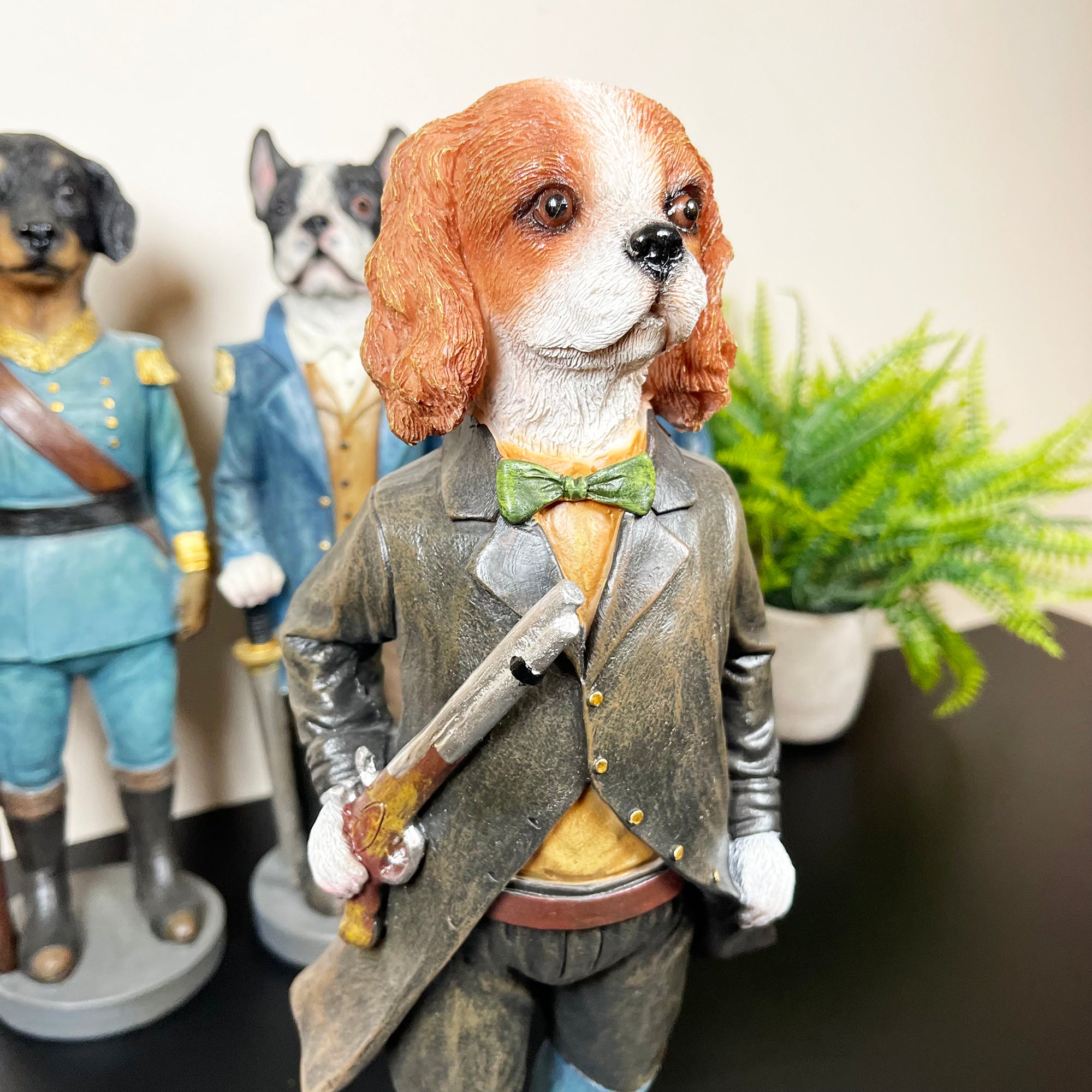Set Of 4 Military Dog Sculptures