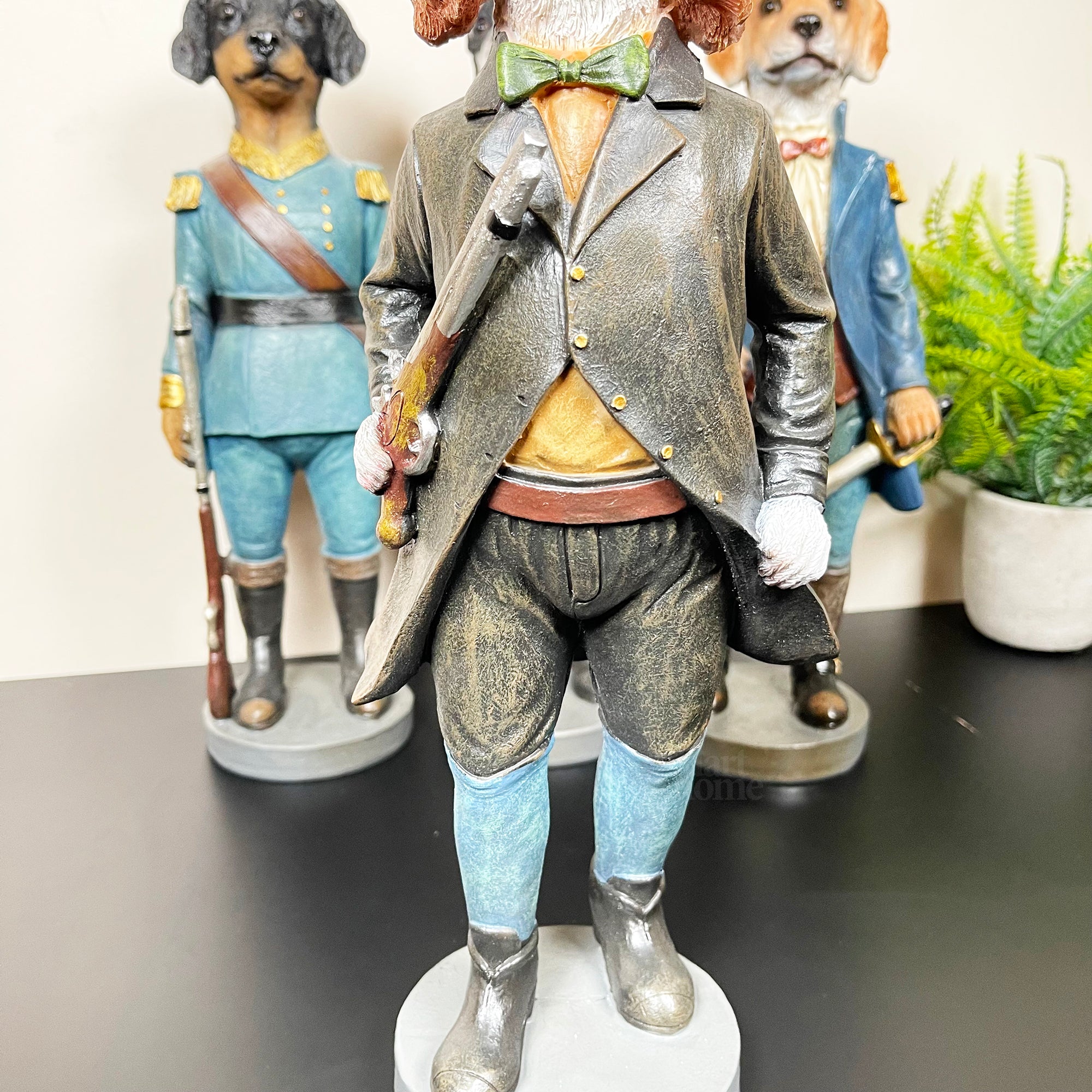Set Of 4 Military Dog Sculptures