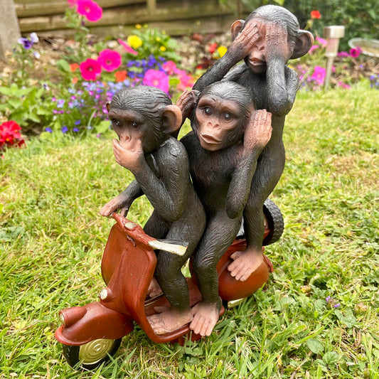 Three Wise Monkeys On Scooter Ornament