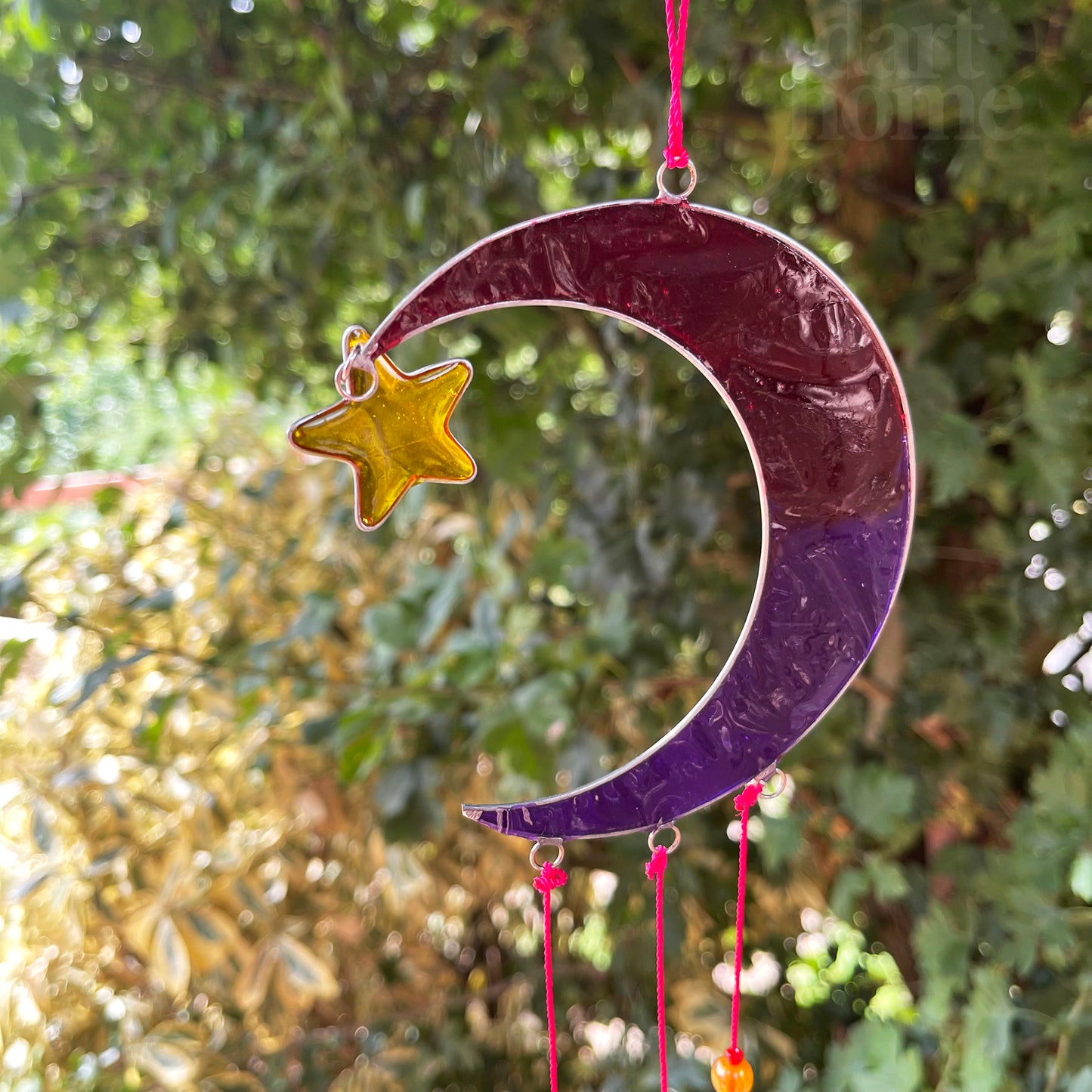 Stained Glass Crescent Moon Suncatcher