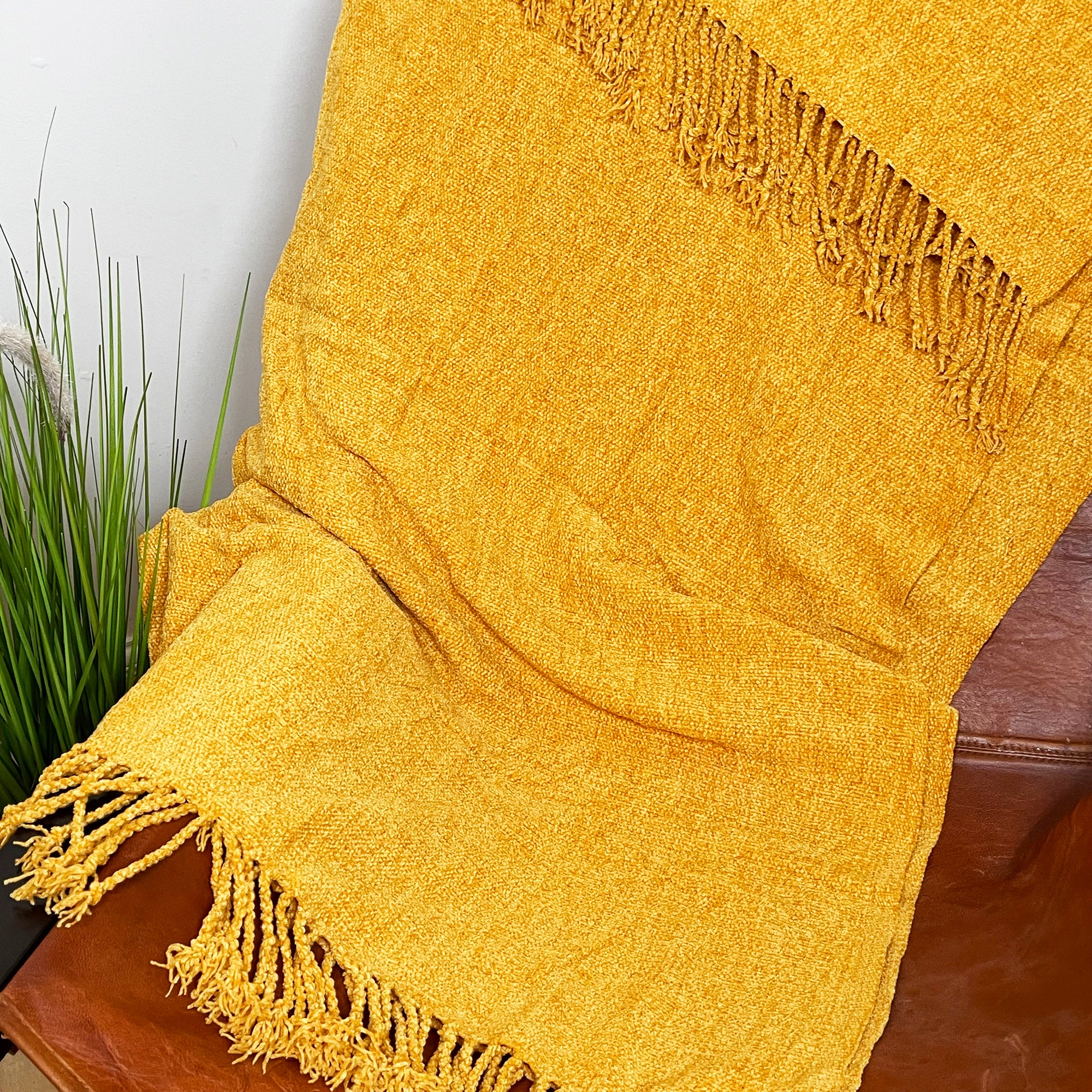 Plaid Ochre Yellow Throw 130x160cm