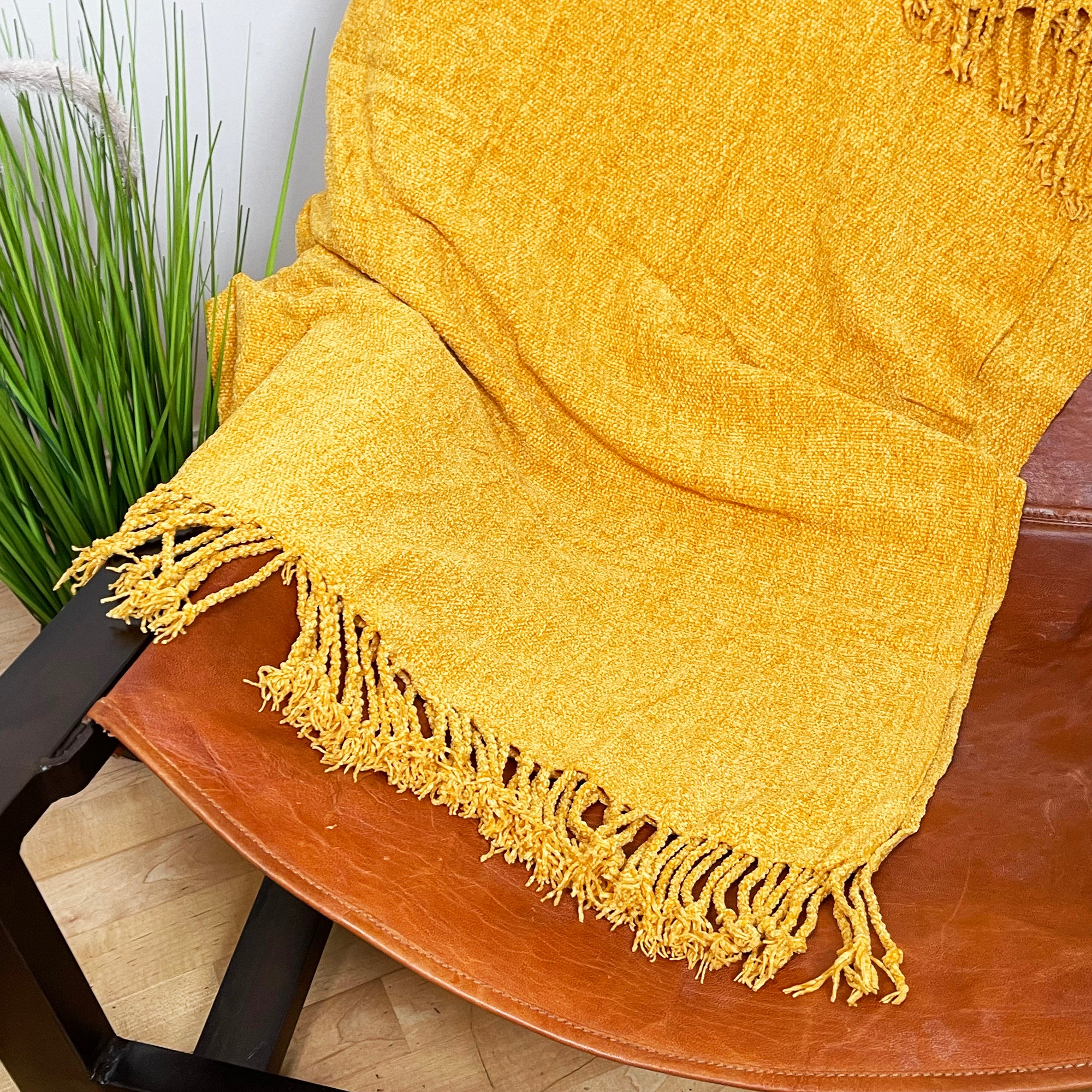 Plaid Ochre Yellow Throw 130x160cm