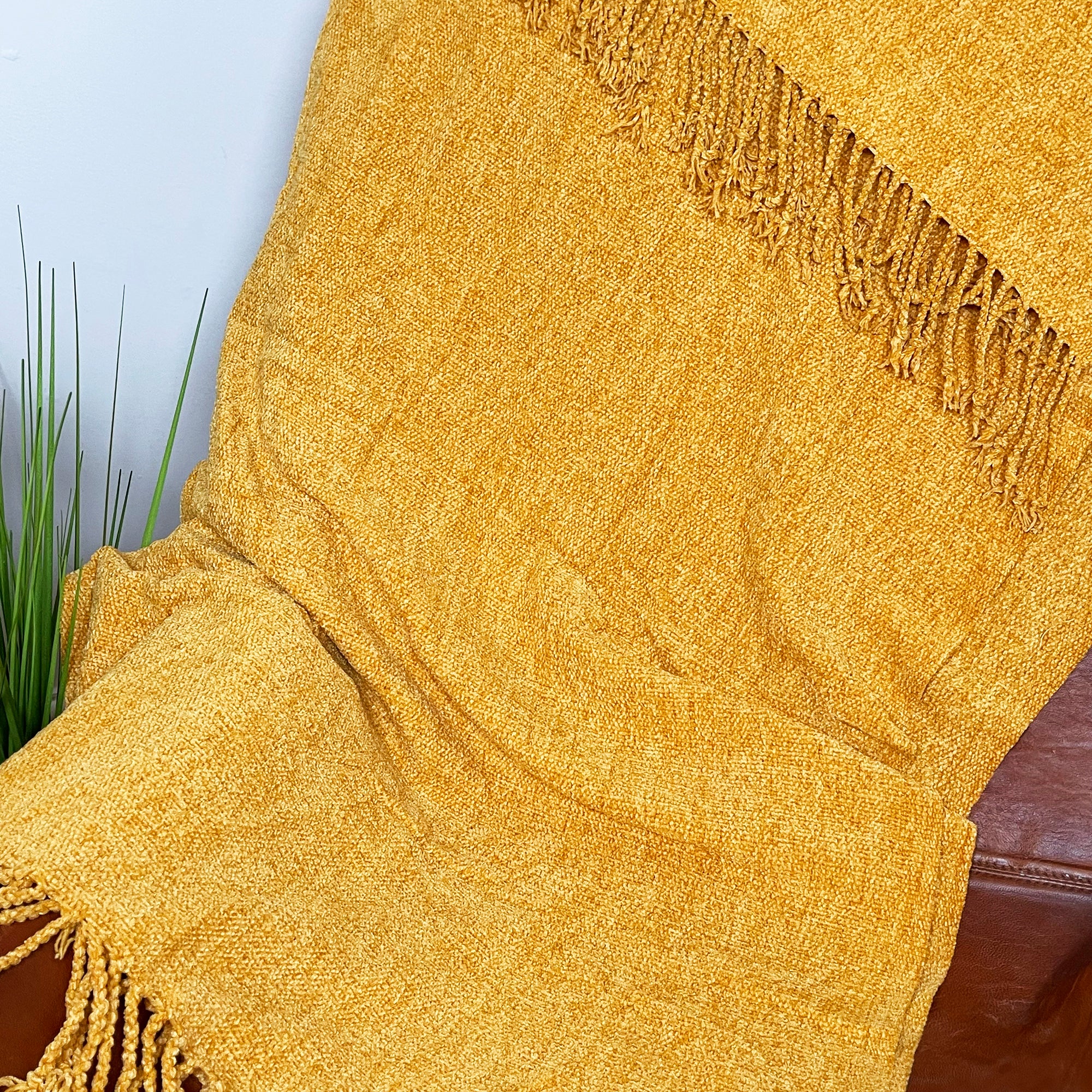 Plaid Ochre Yellow Throw 130x160cm