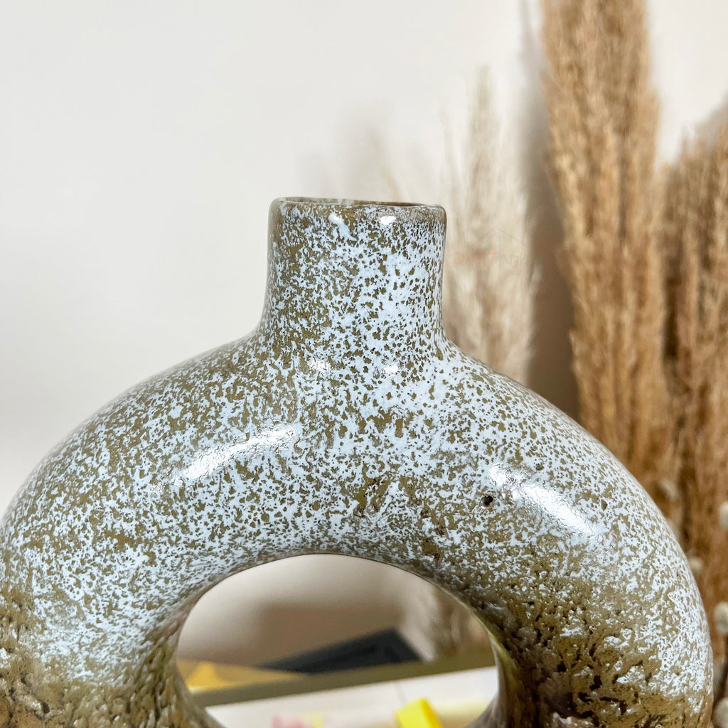Abstract Speckled Brown Donut Vase