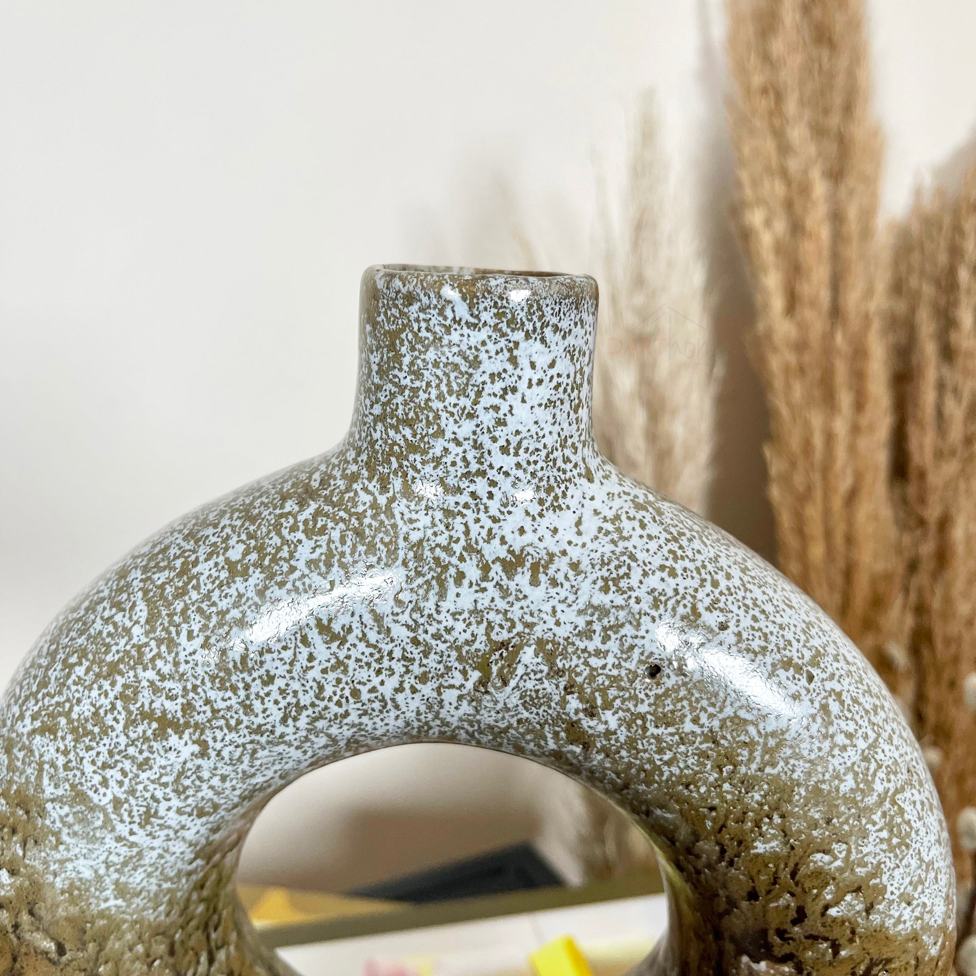 Abstract Speckled Brown Donut Vase