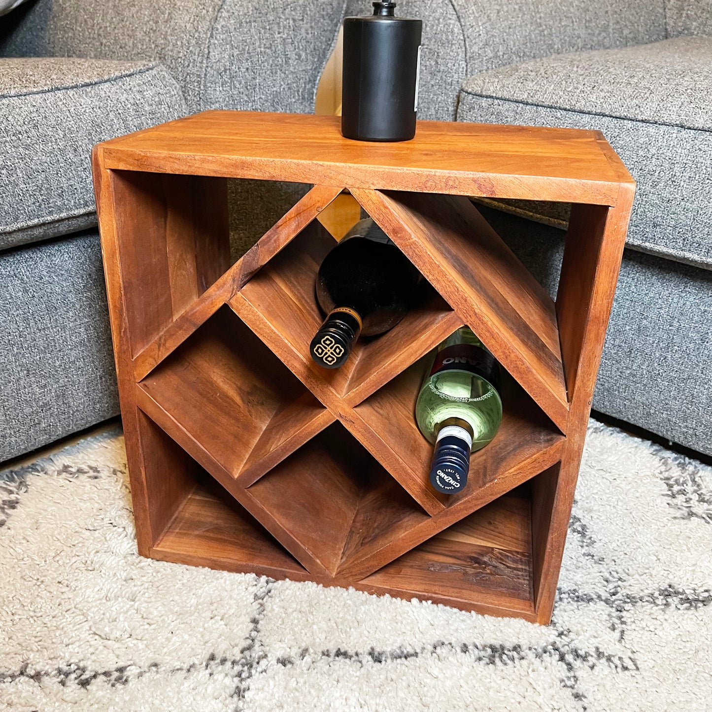 Mango Wood 8 Wine Bottle Holder