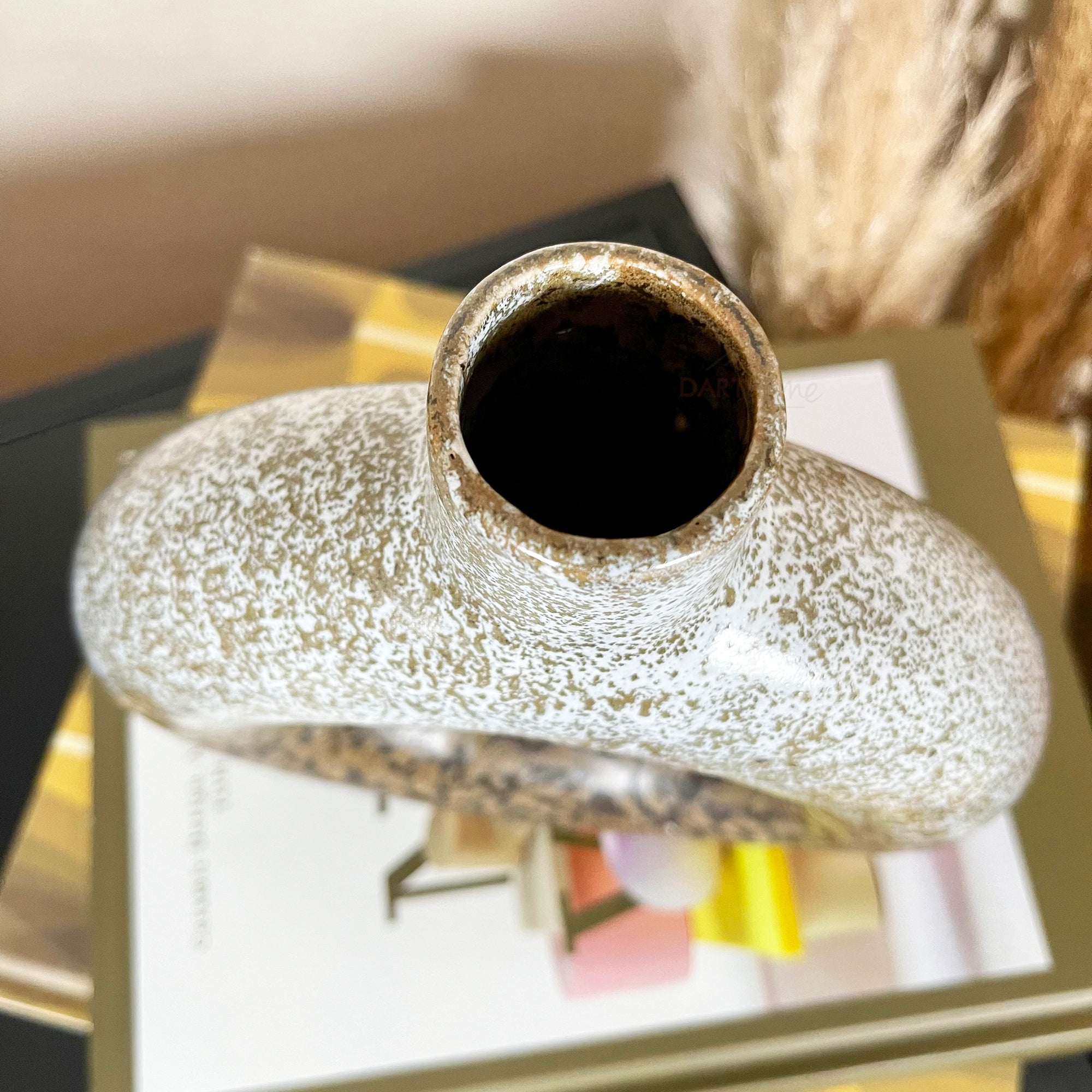 Abstract Speckled Brown Donut Vase