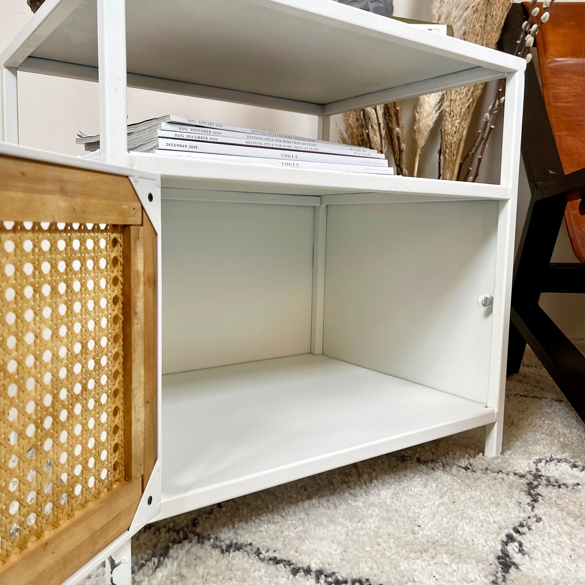 White Rattan Bedside Cabinet