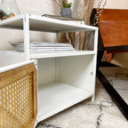 White Rattan Bedside Cabinet