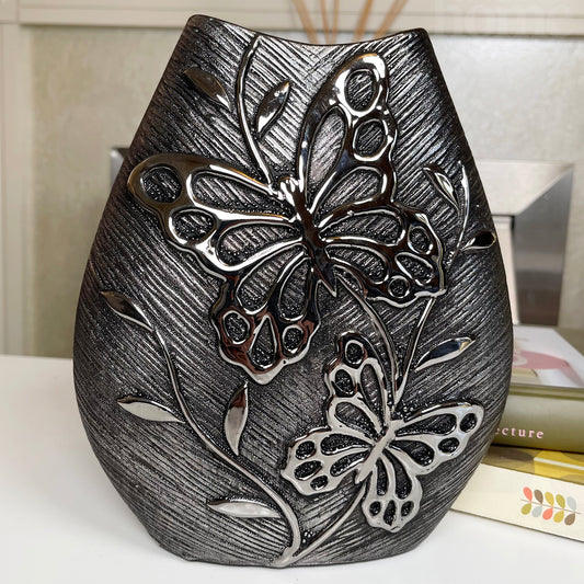 Wide Ceramic Butterfly Vase