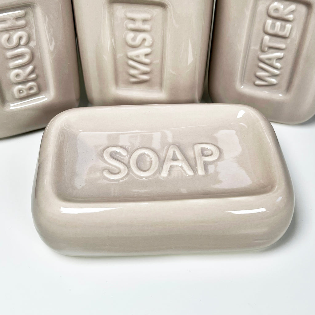 4 Piece Stadium Bathroom Accessory Set - Stone