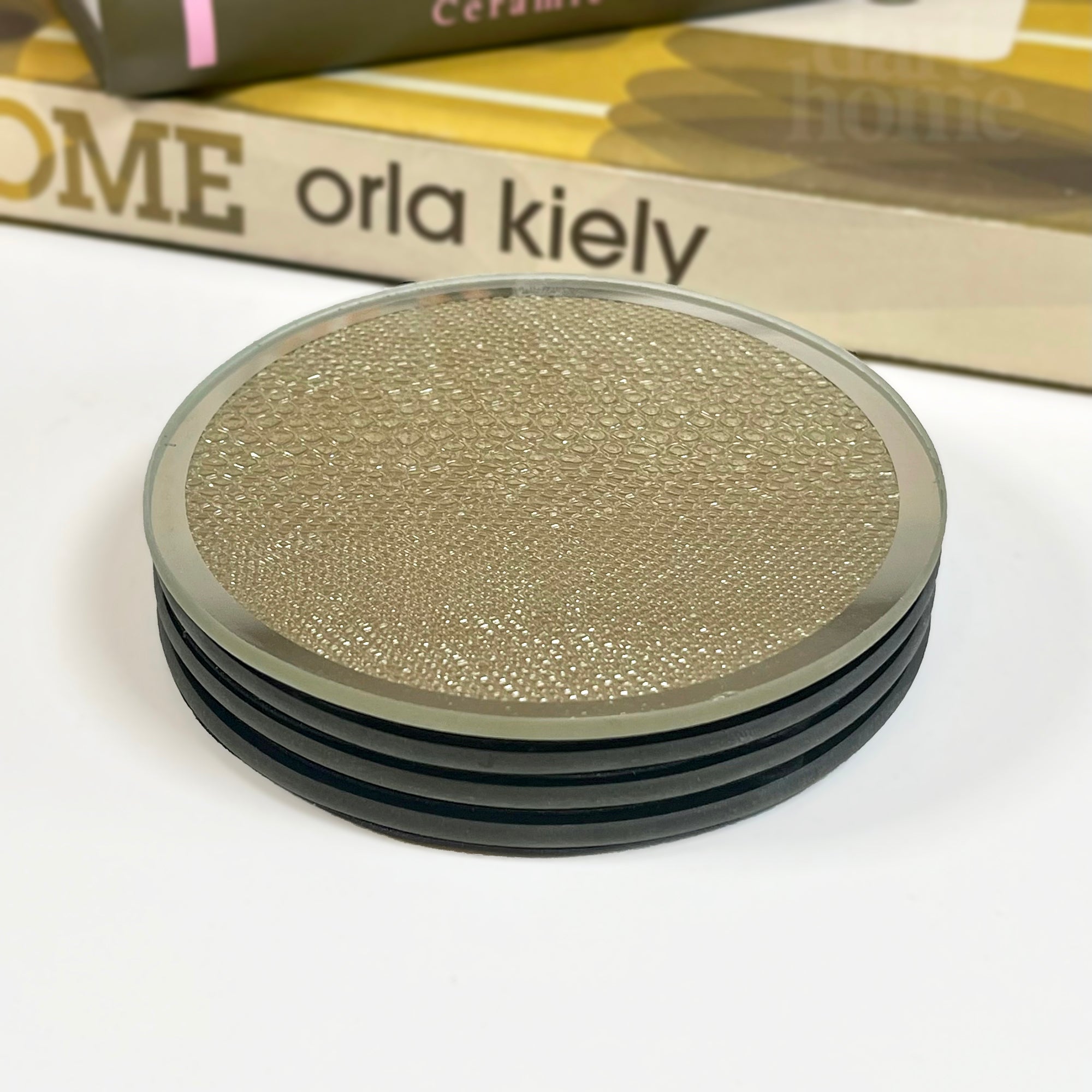 Sets Of Gold Alligator Glass Coasters