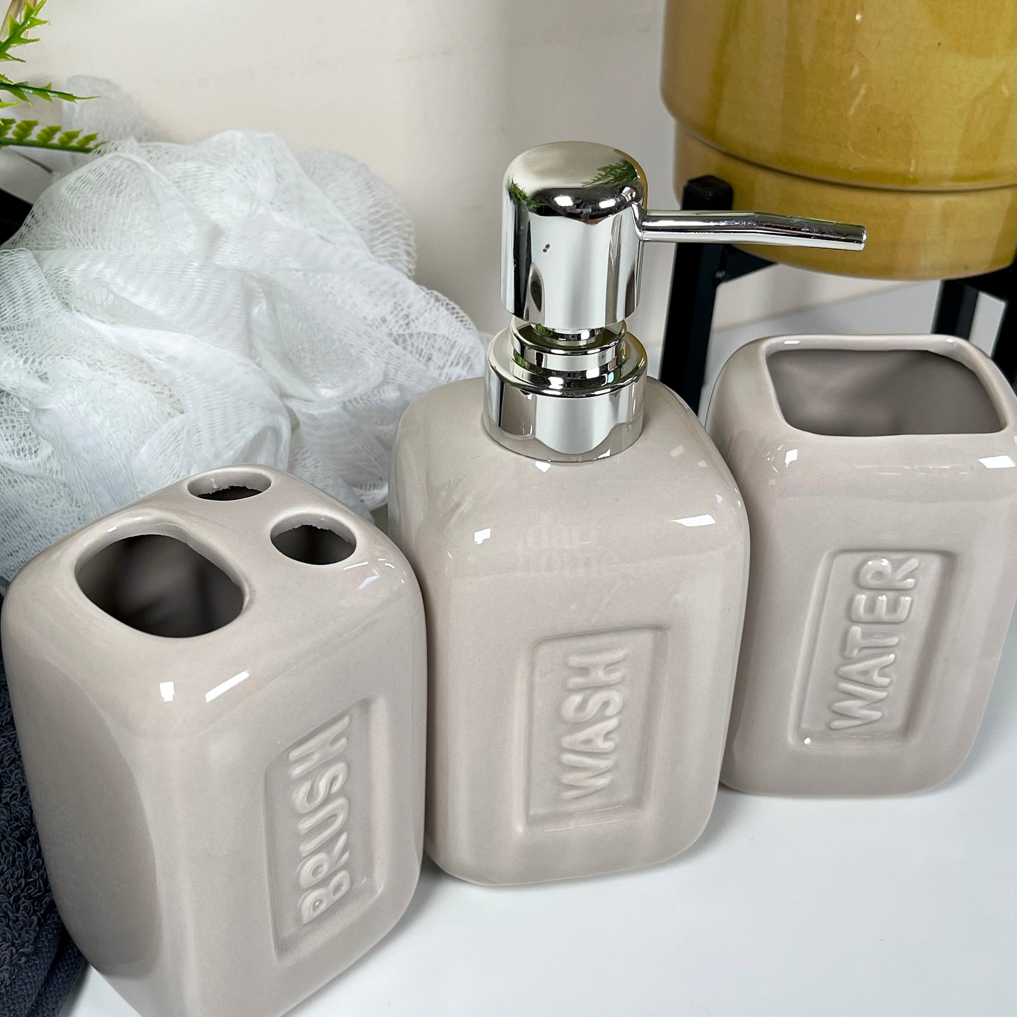 4 Piece Stadium Bathroom Accessory Set - Stone