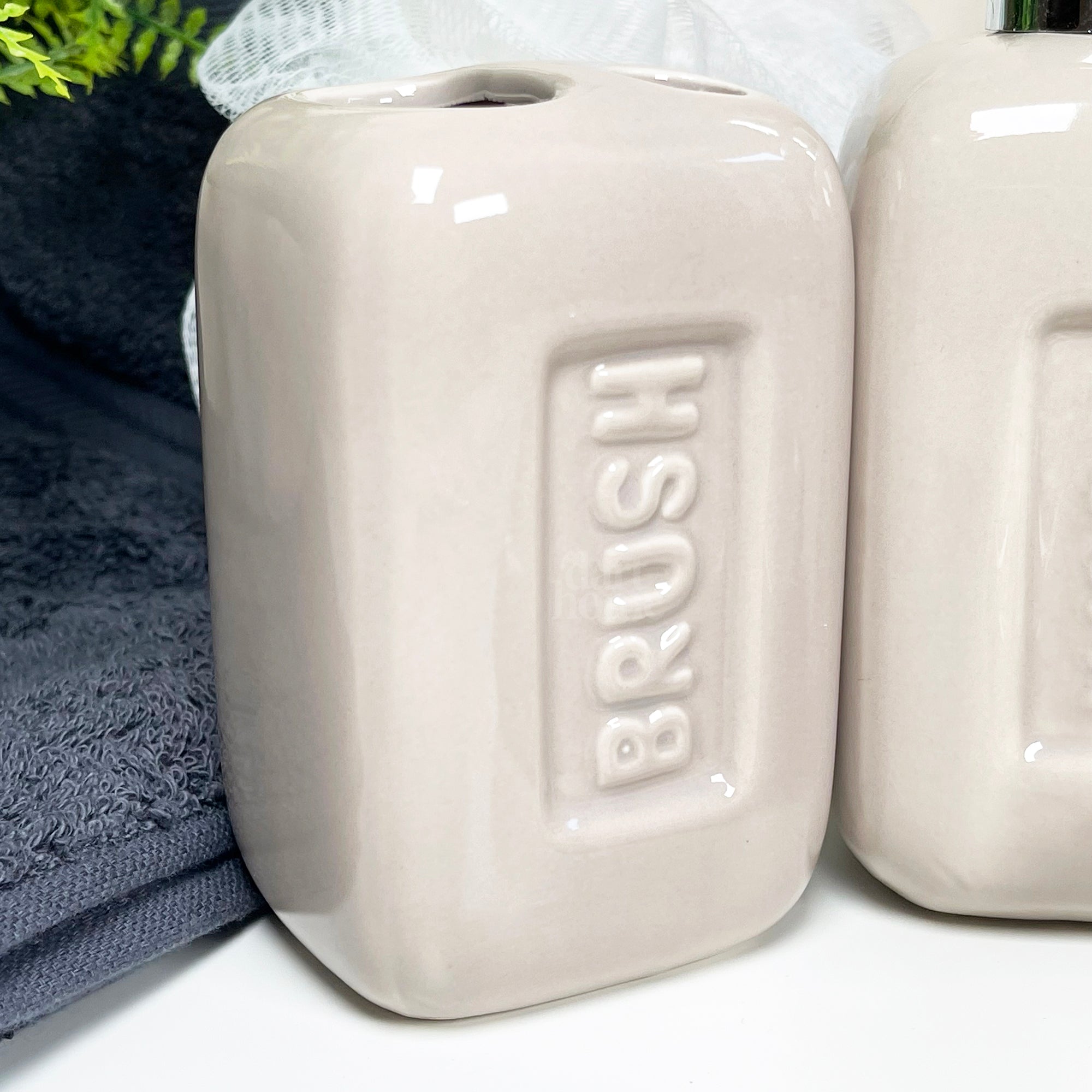 4 Piece Stadium Bathroom Accessory Set - Stone