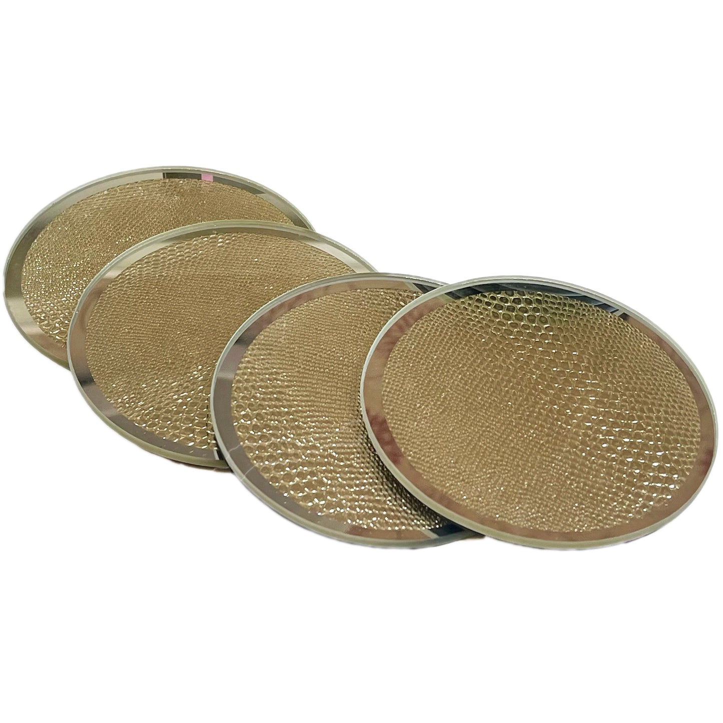 Sets Of Gold Alligator Glass Coasters