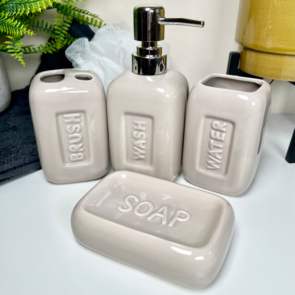 4 Piece Stadium Bathroom Accessory Set - Stone