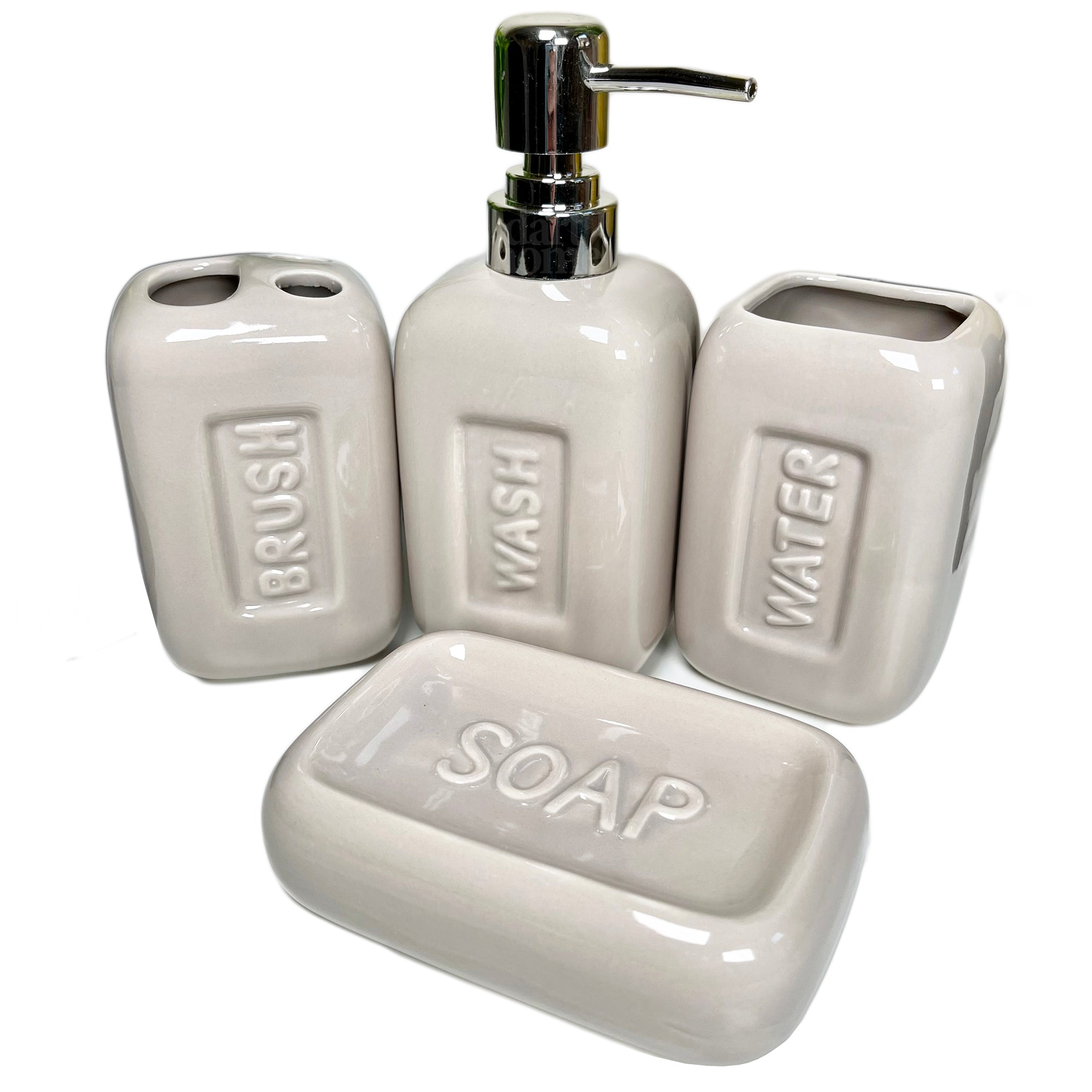 4 Piece Stadium Bathroom Accessory Set - Stone