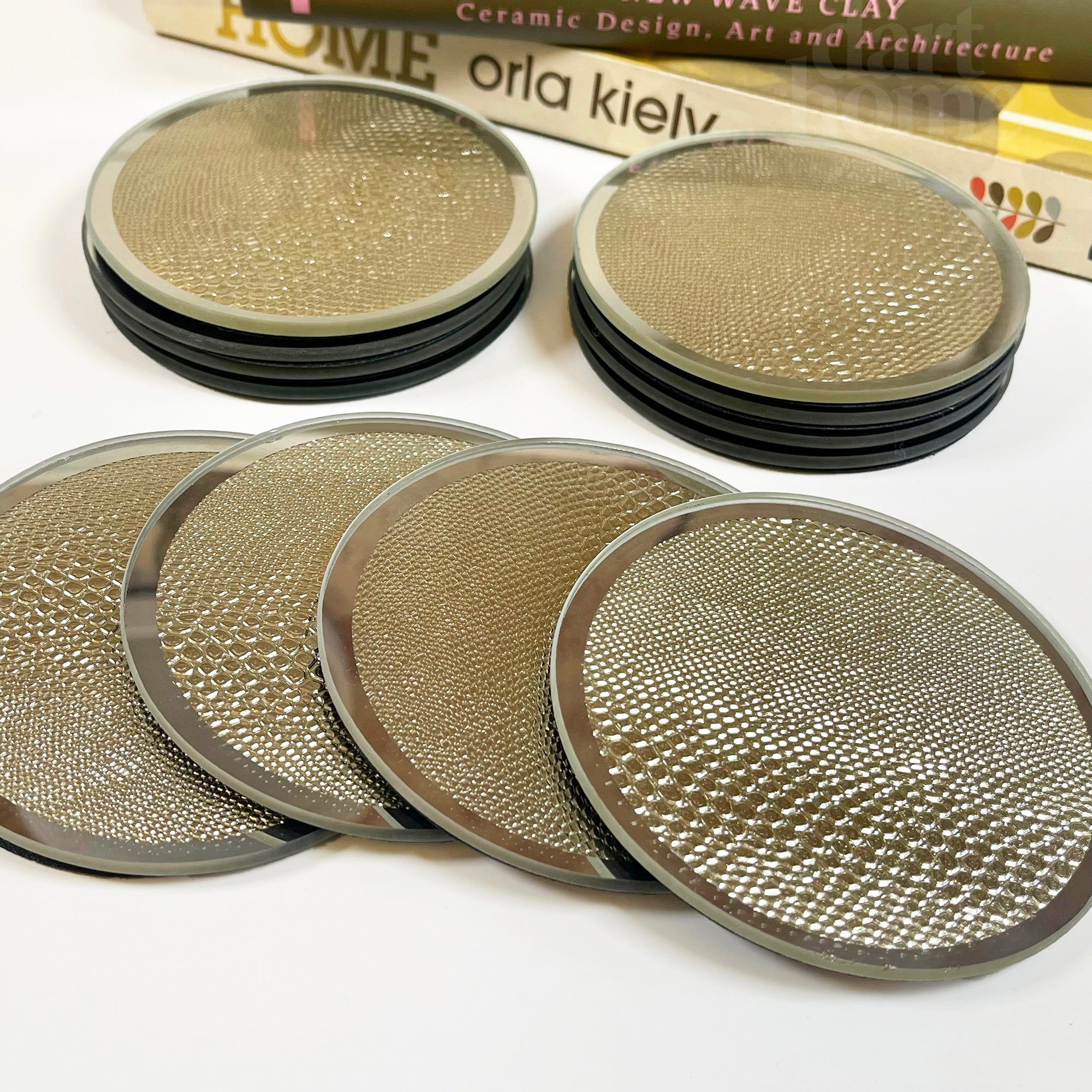 Sets Of Gold Alligator Glass Coasters