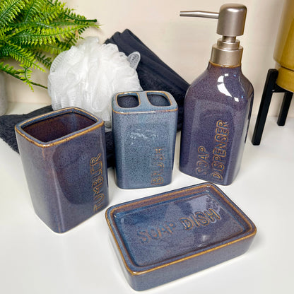 Reactive Glaze 4 Piece Bathroom Accessory Set