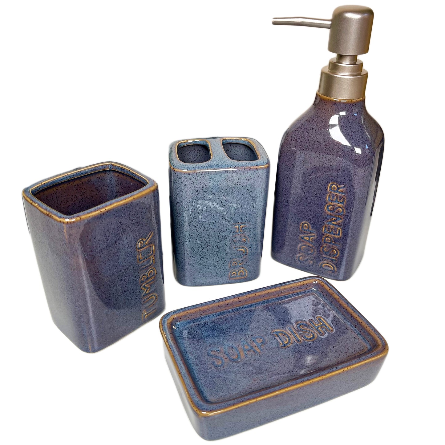 Reactive Glaze 4 Piece Bathroom Accessory Set