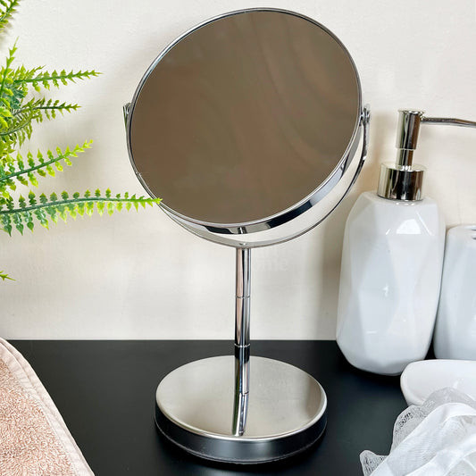 2x Magnifying Chrome Pedestal Mirror